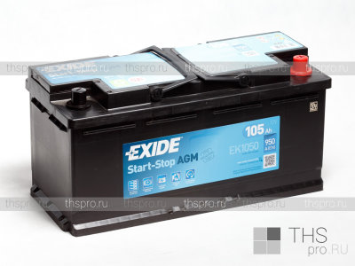 Аккумулятор EXIDE Start&Stop AGM 105Ah EN950 о.п.(392х175х190) (EK1050)