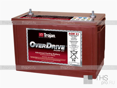 Аккумулятор TROJAN OverDriveAGM31 12V (5/84Ah; 20/102Ah; 100/112Ah) (329х174х237) (BCI 31)