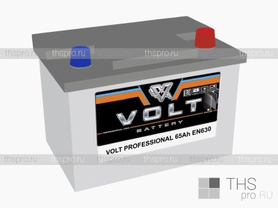 Аккумулятор VOLT PROFESSIONAL (K)  65Ah EN630 о.п.(230x173x220) (борт)