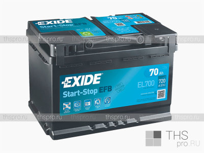 Аккумулятор EXIDE START-STOP EFB  70Ah EN720о.п.(278х175х190) (EL700)