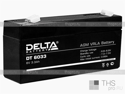 Аккумулятор DELTA   6V  3,3Ah (DT 6033 (125)) (125х33х67)