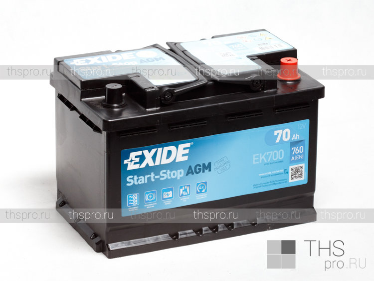 Аккумулятор Exide 70Ah 760A Start-Stop AGM EK700 купить